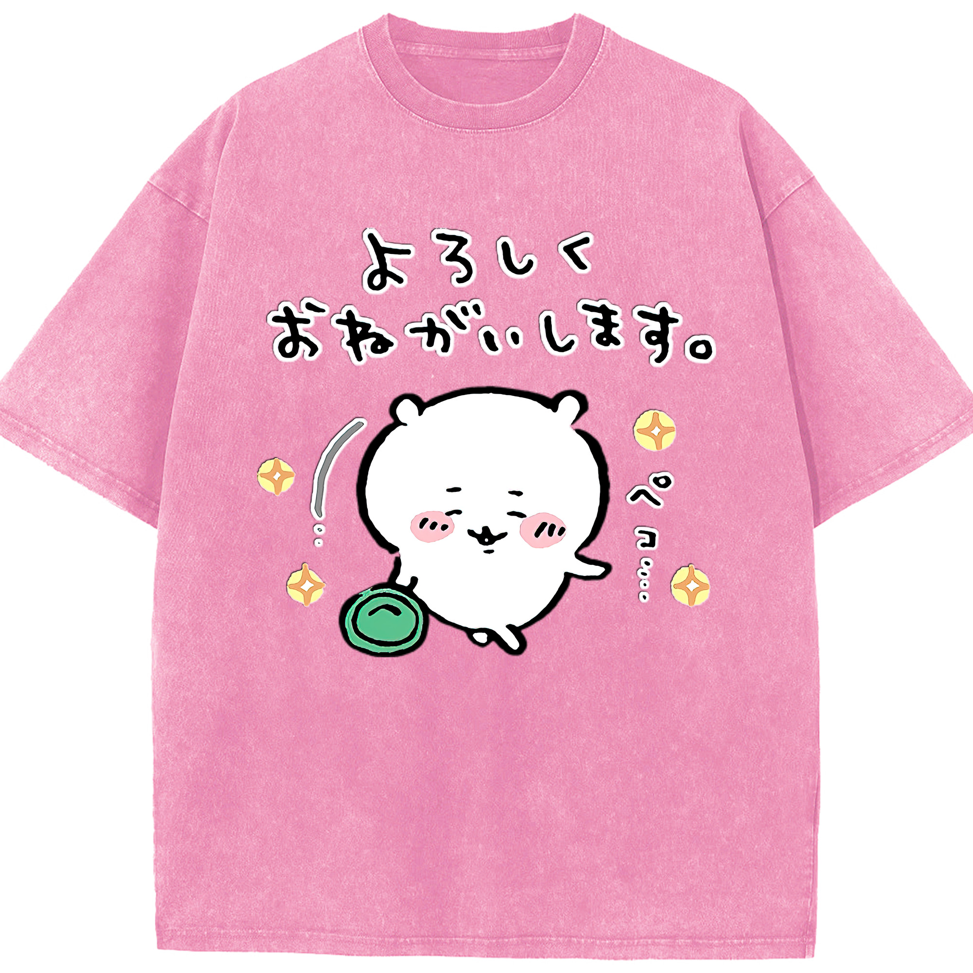 （画像用） ちいかわ ちいかわ Chii-kawa chiikawa 綿100% ヴィンテージ風 半袖Tシャツ（フロントプリント）